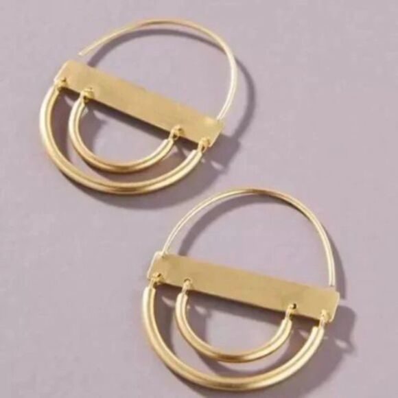NWT Anthropologie Bailey Hoop Earrings | Gold - Picture 2 of 3
